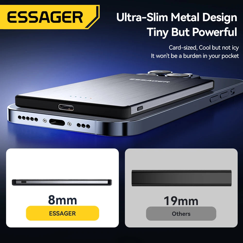 ESSAGER 20W Magnetic Wireless Charging Bank 5000mAh Thin MagSafe