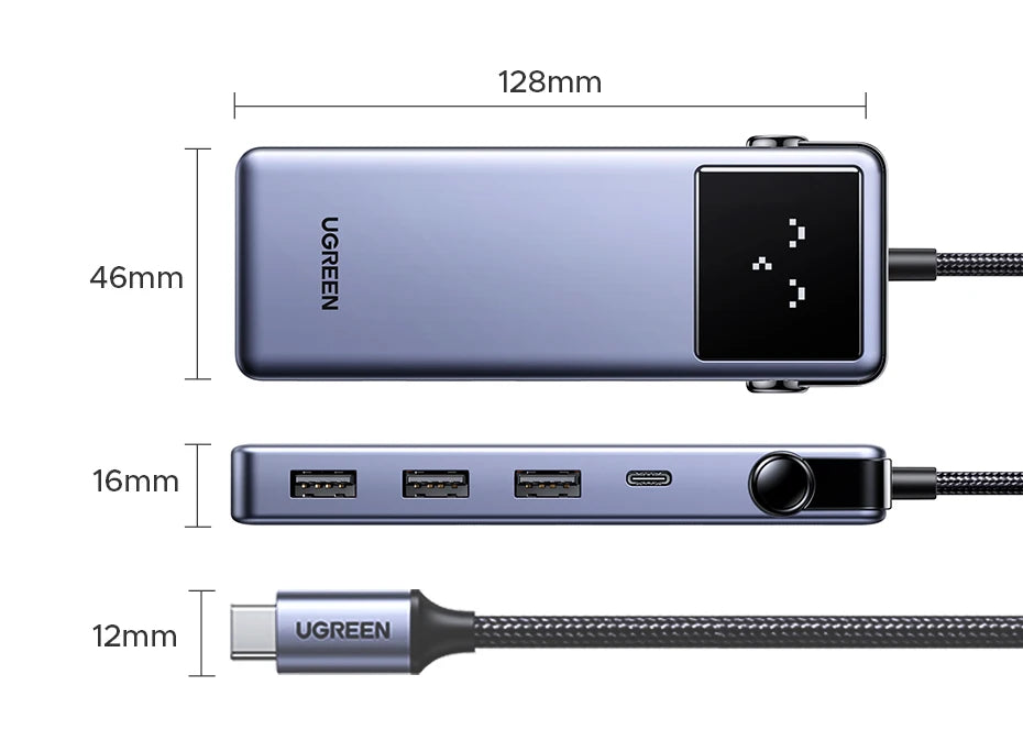 UGREEN Uno USB‑C Hub | 4K60Hz / 2K120Hz HDMI, RJ45 1000Mbps, PD100W, USB 3.0 Splitter for MacBook & Laptops