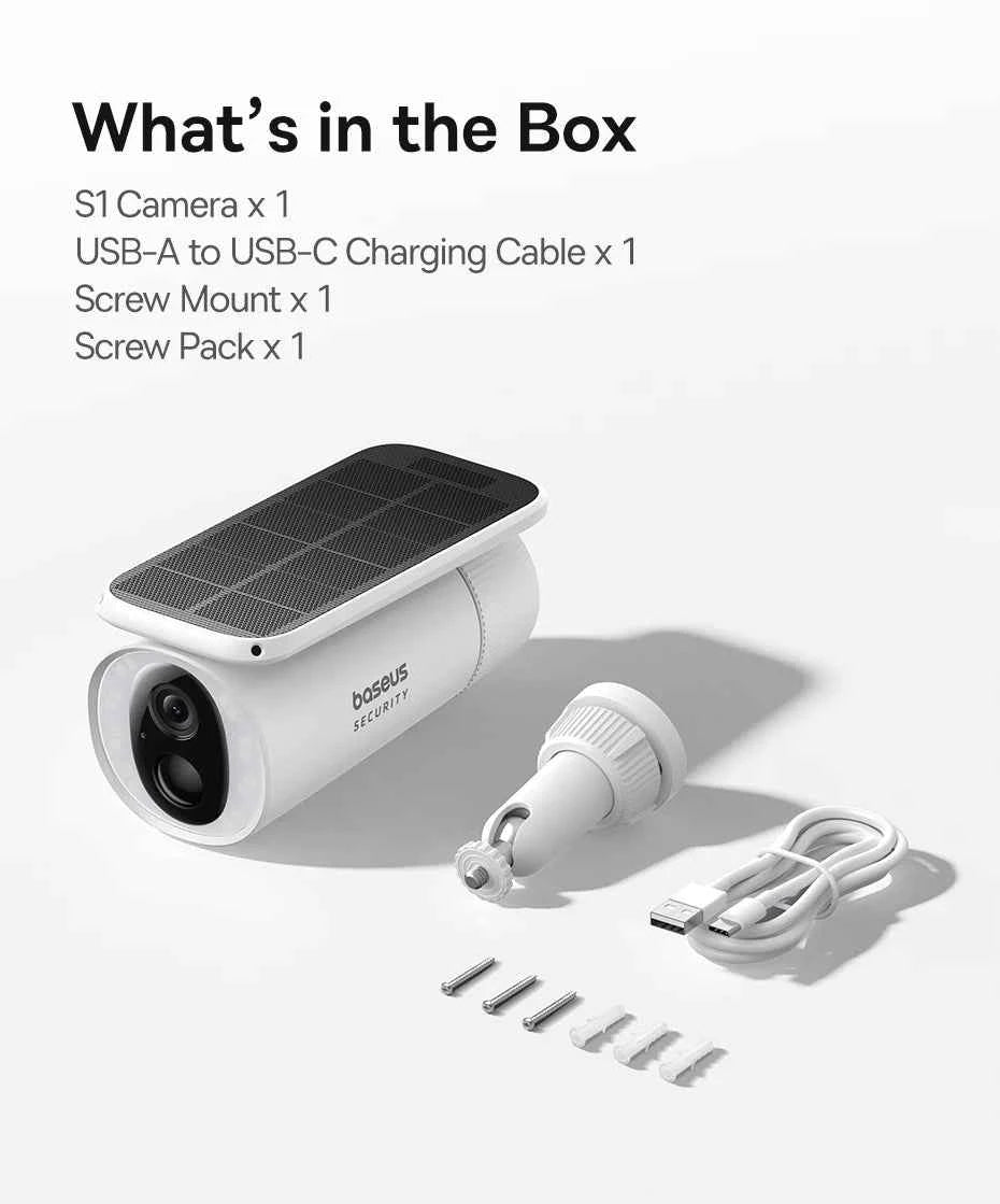 Baseus Security S1 Outdoor Camera Solar Wireless Wifi Solocam Forever Power with Sunlight-Tracking System 2K Clarity 145° FOV - Limetastore