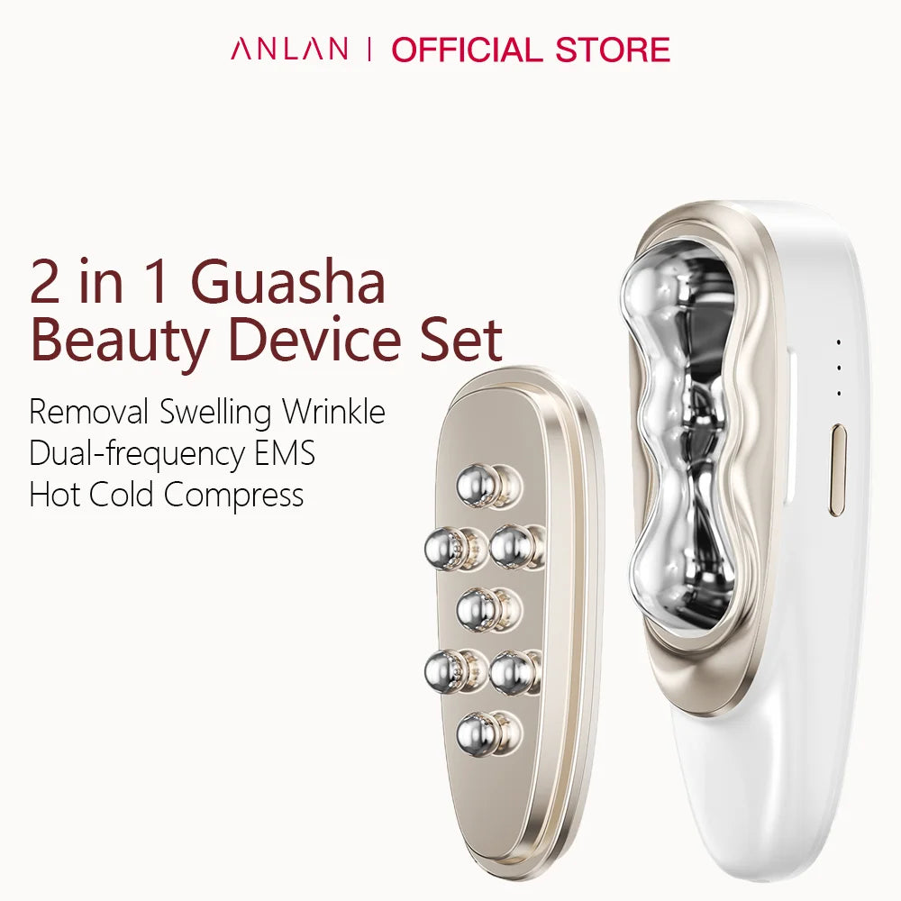 ANLAN 2‑in‑1 Guasha Device | EMS Dual‑Frequency, Hot/Cold, Facial & Body