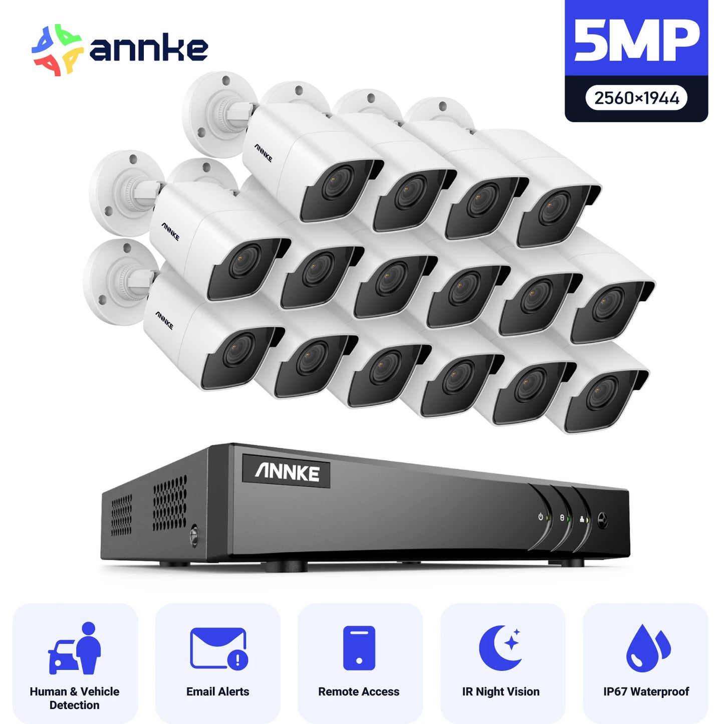 ANNKE 5MP Lite CCTV System | H.265+ DVR, Bullet Cameras, IR Night Vision