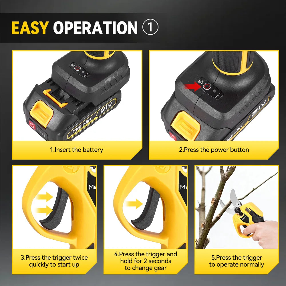 MELLWIN Brushless 4IN1 Telescoping Pole 8 Inch Chainsaw & 32MM Pruning Shears Set Garden Pruning Tool For Makita 18V Battery Pin - Limetastore