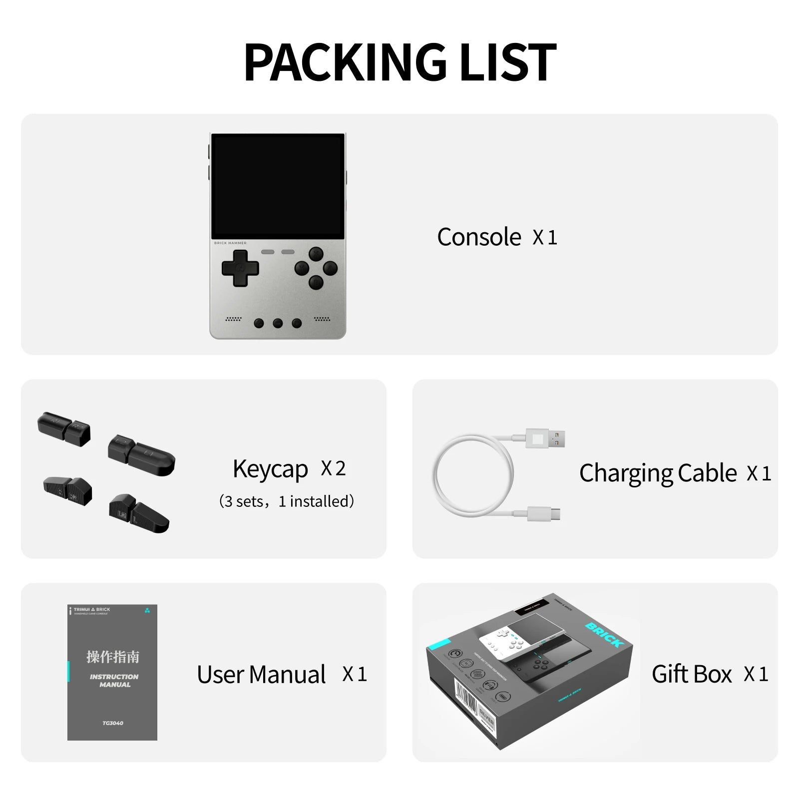 TRIMUI Brick Hammer Portable Handheld Game Player CNC Full Metal 3.2'' IPS Screen Retro Games Linux System Video Gaming Device - Limetastore