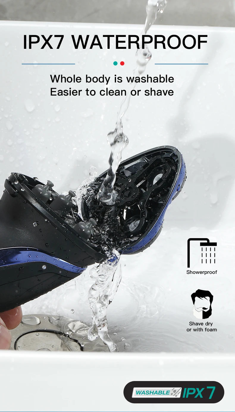 VGR Electric Shaver Professional Razor Waterproof Beard Trimmer Rotary 3D Floating Shaving Rechargeable Electric for Men V-306