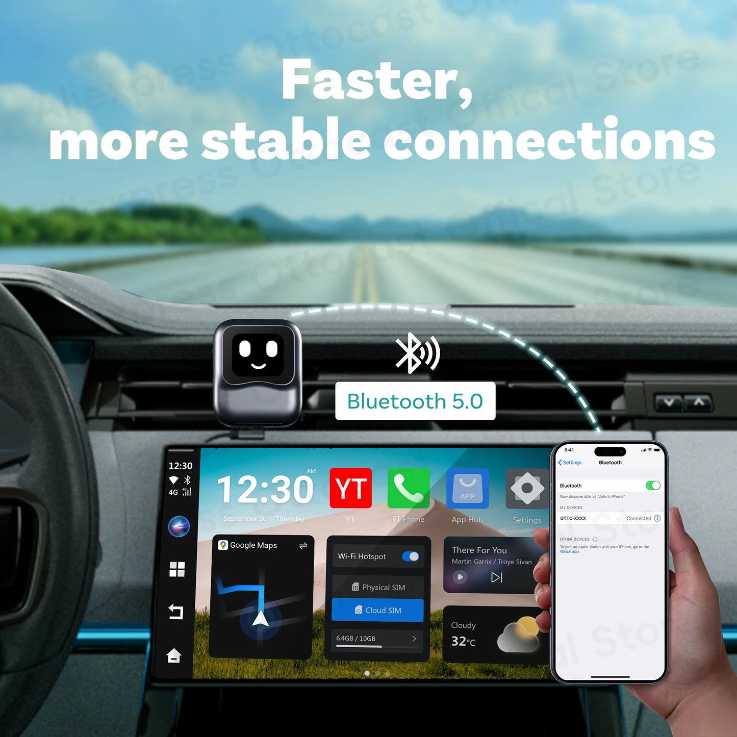 OTTOCAST NanoAI Android 13 Wireless CarPlay AI Box 128GB