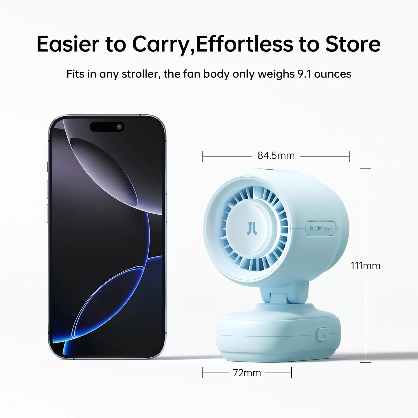 JISULIFE Baby Stroller Clip On Mini Fan Portable Mini Fan Battery Operated Portable Fan with Night Light 5 Speeds LED Display