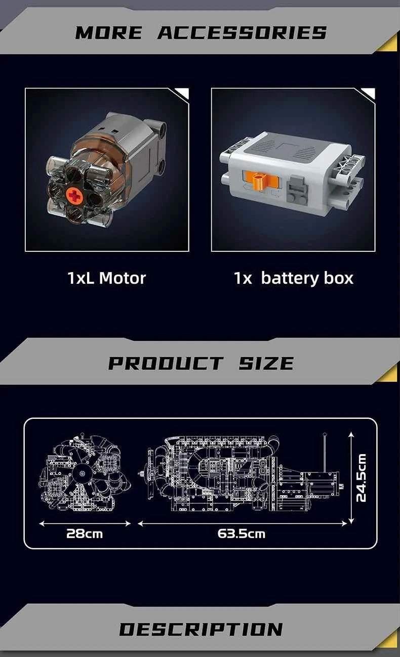 Mould King 10200 Motorized Heavy Truck Engine & Transmission Building Set - Limetastore