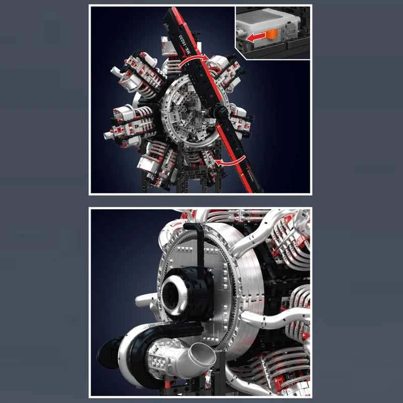 Mould King 10233 Motorized Radial Aviation Engine | 7-Cylinder Aircraft Toy - Limetastore