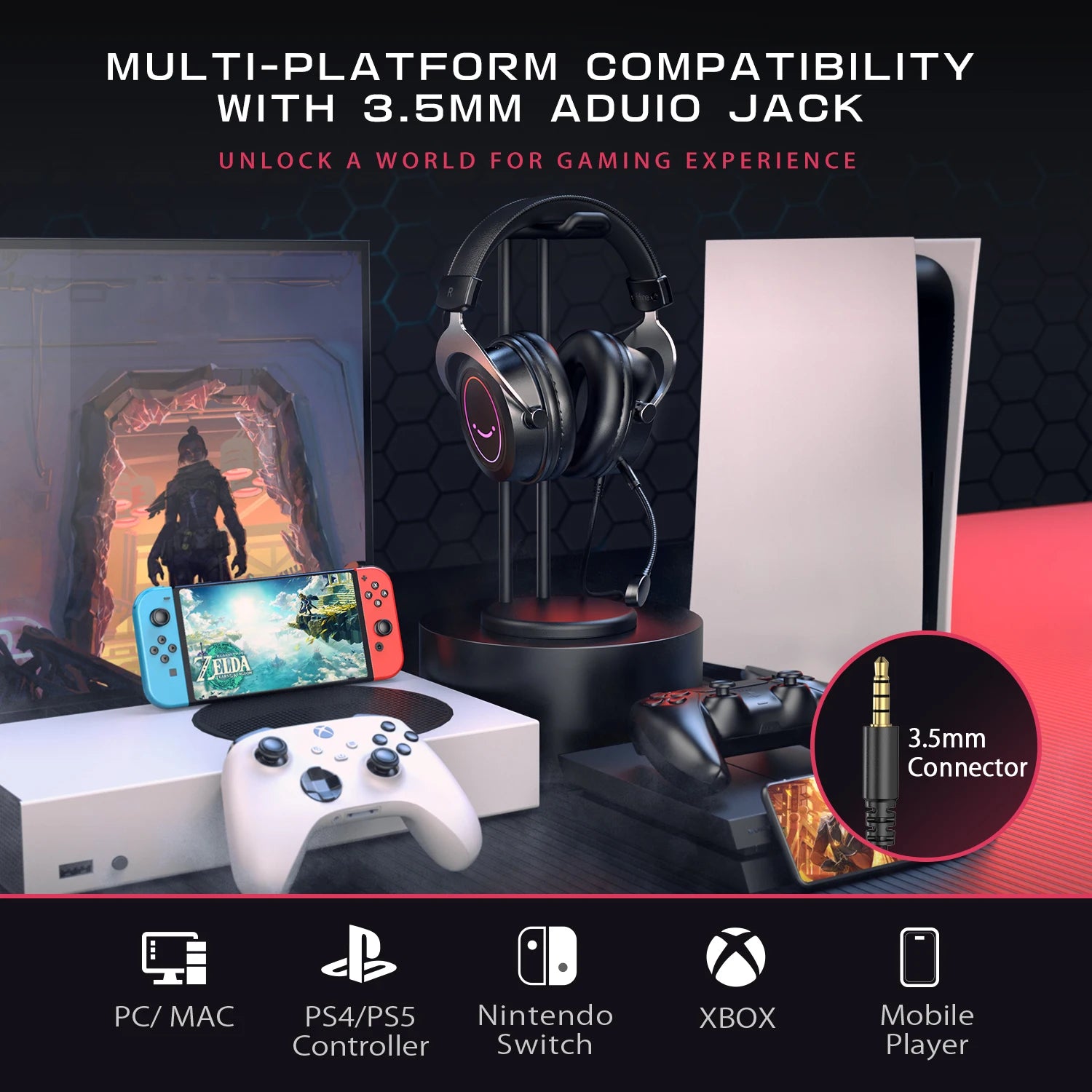 FIFINE Ampligame H3 Gaming Headset | Stereo Sound & Detachable Mic