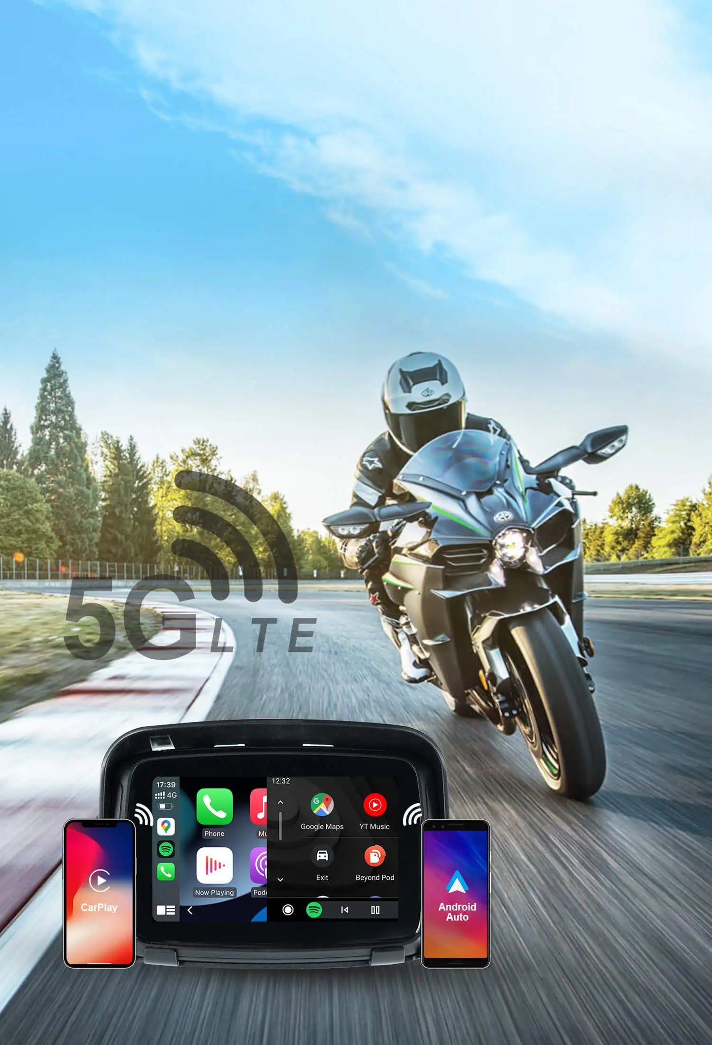 OTTOCAST Lite C5 Motorcycle Wireless CarPlay GPS Display