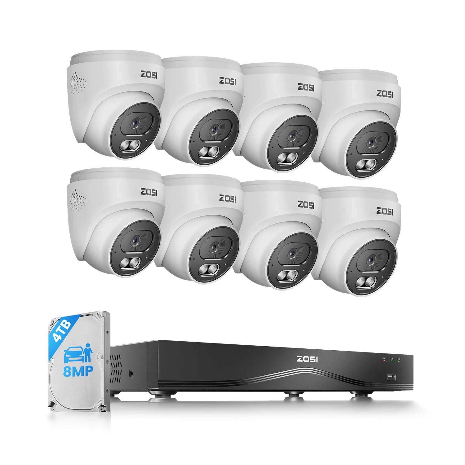 ZOSI 4K 16CH PoE Security Camera System – 8MP Indoor/Outdoor IP Cameras with 16‑Port 32CH
