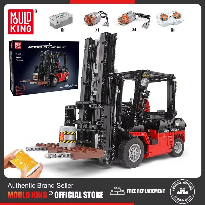Mould King 13106 Technical Building Blocks MOC-3681 Bricks City Engineering Vehicles RC Forklift Truck Toy For Kid Birthday Gift - Limetastore