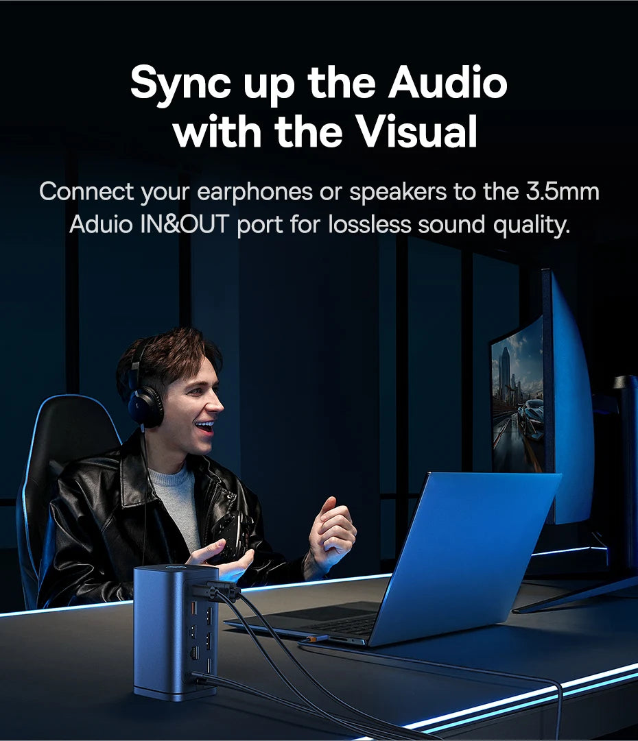 Baseus 11‑in‑1 USB‑C Hub | DP 4K@60Hz, HDMI, Triple Display, RJ45, PD 100W, USB 3.1 Docking Station