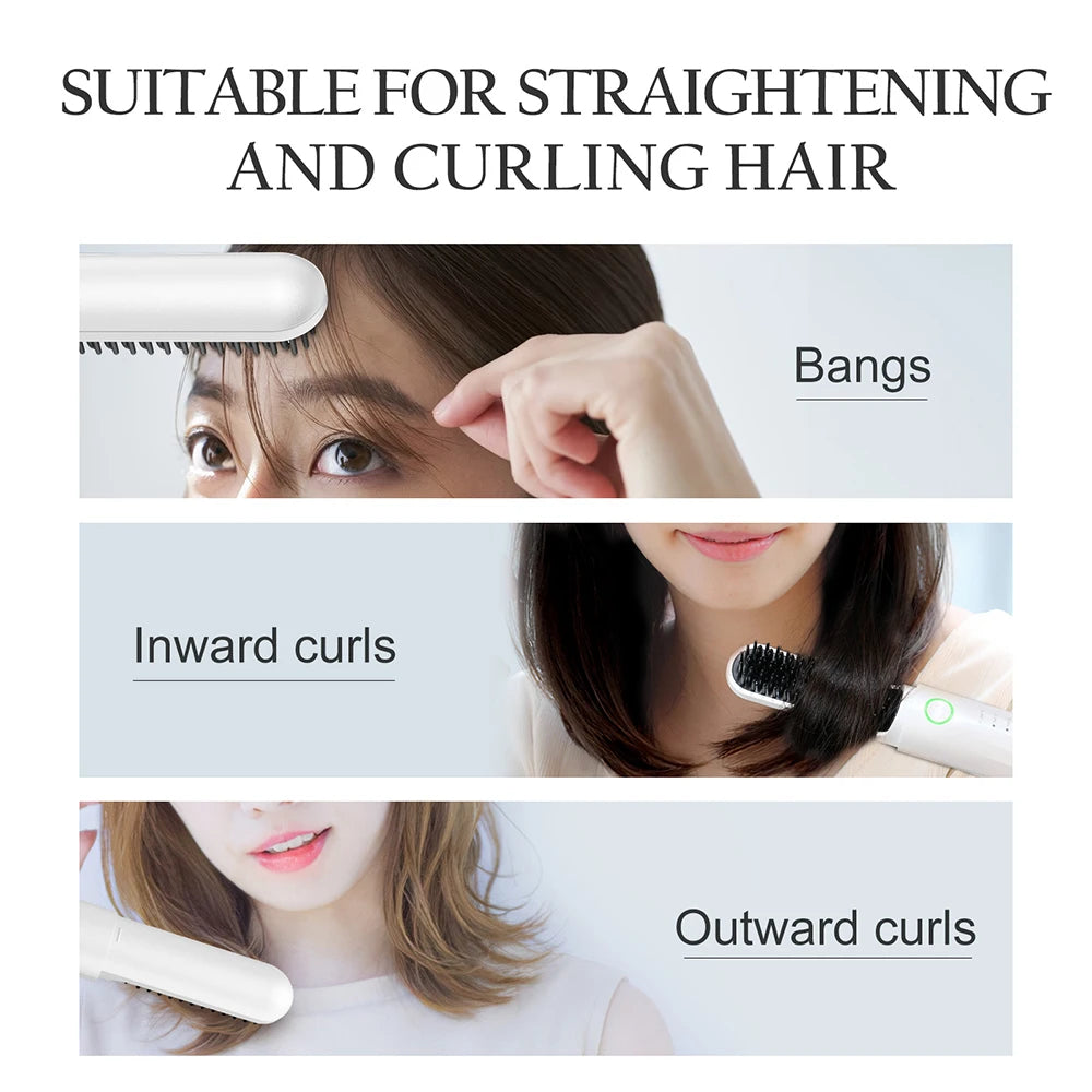 ANLAN Cordless Hair Straightener Brush | Ceramic, Negative Ions, Anti‑Scald, Portable