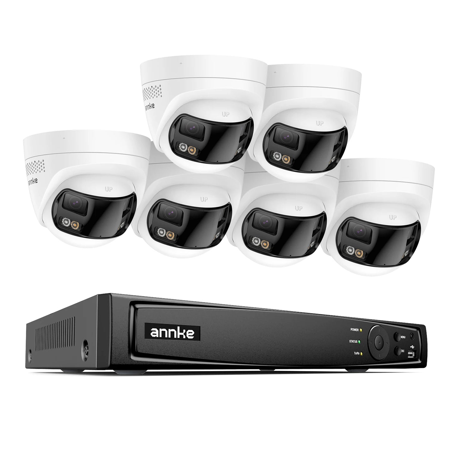 ANNKE 4K 8MP Panoramic Dual‑Lens PoE System | 8CH NVR, 180° View, IR Night Vision, 6MP Cameras
