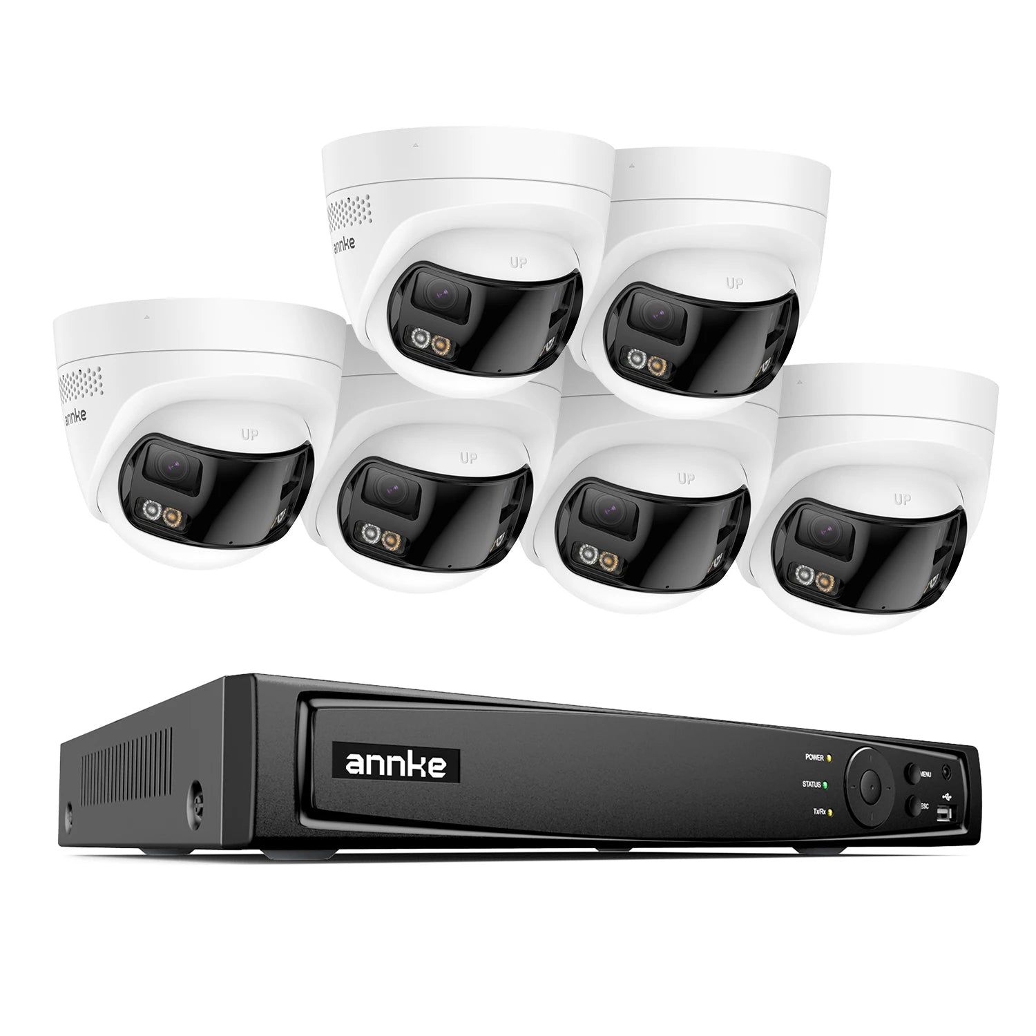 ANNKE 4K 8MP Panoramic Dual‑Lens PoE System | 8CH NVR, 180° View, IR Night Vision, 6MP Cameras