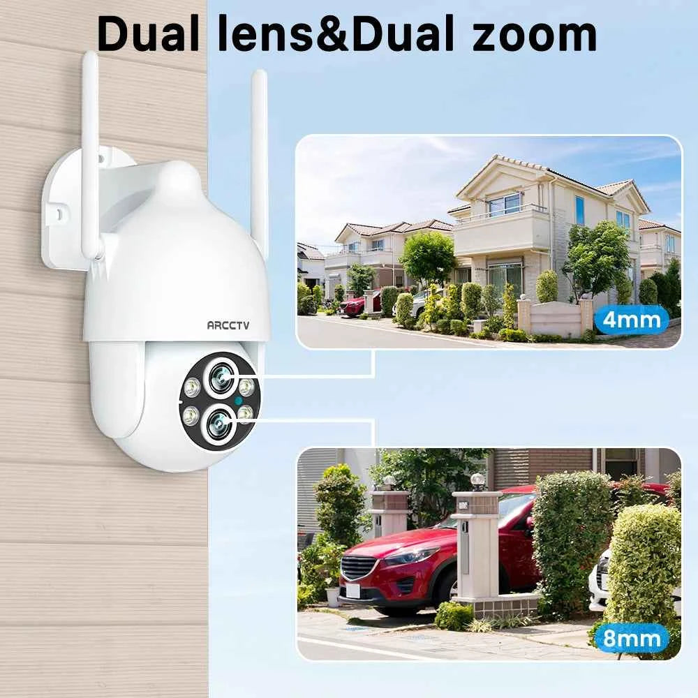 ARCCTV 3K 6MP Dual Lens Wifi Surveillance Camera Two Way Talk HD Color Night Vision Outdoor Security Camera Auto Motion Tracking - Limetastore