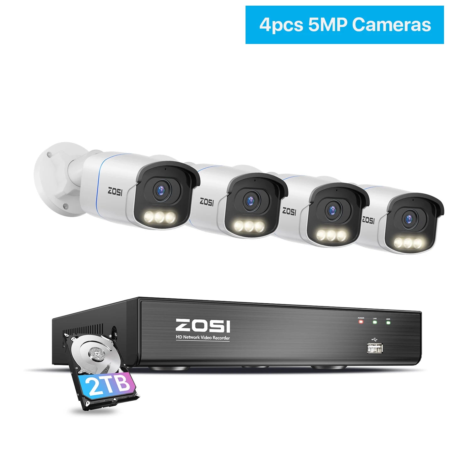 ZOSI 4K 8MP PoE Security Camera System – Aurora Lux Full‑Color Night Vision | 5MP/8MP Outdoor/Indoor