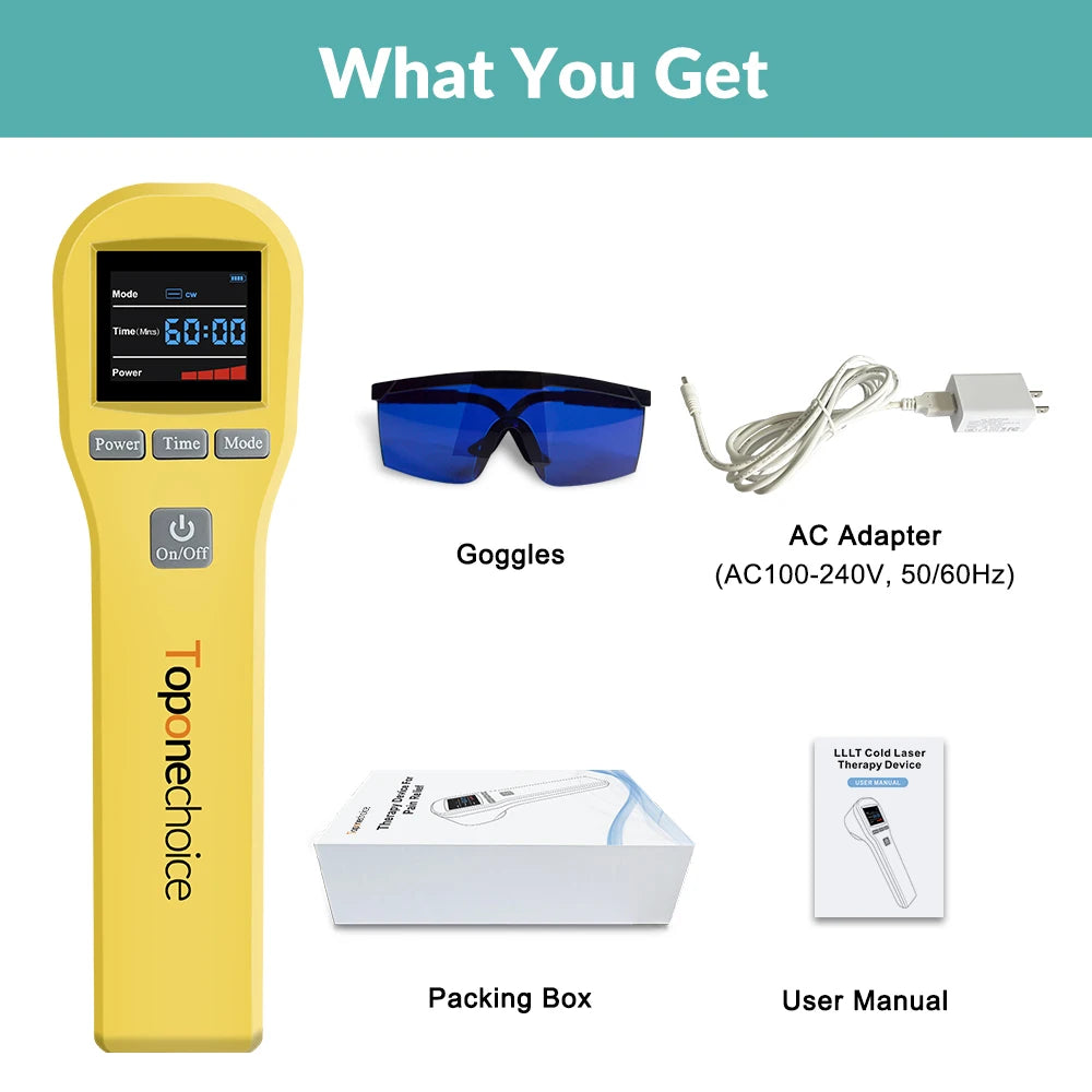 Toponechoice 880mW Professional Cold Laser Therapy Device – 650nm & 808nm