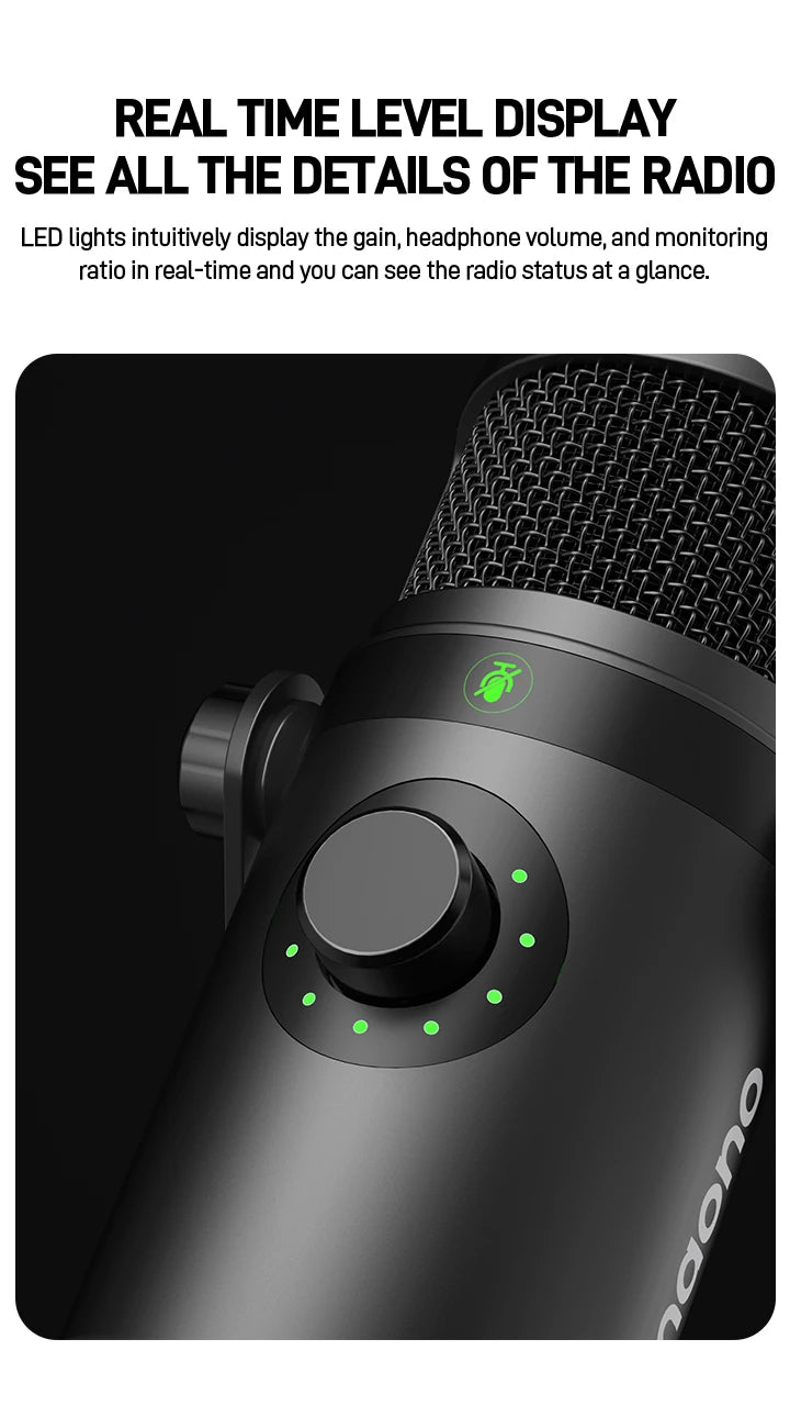 Maono PD400X – XLR/USB Dynamic Microphone | All‑Metal Podcast & Streaming Mic with One‑Touch Mute, Gain Control & Headphone Monitoring