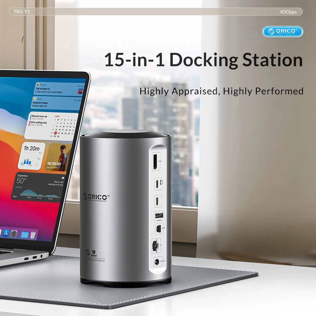 ORICO USB4 Type‑C Docking Station for MacBook Pro M1/M2 with 8K HDMI, DisplayPort