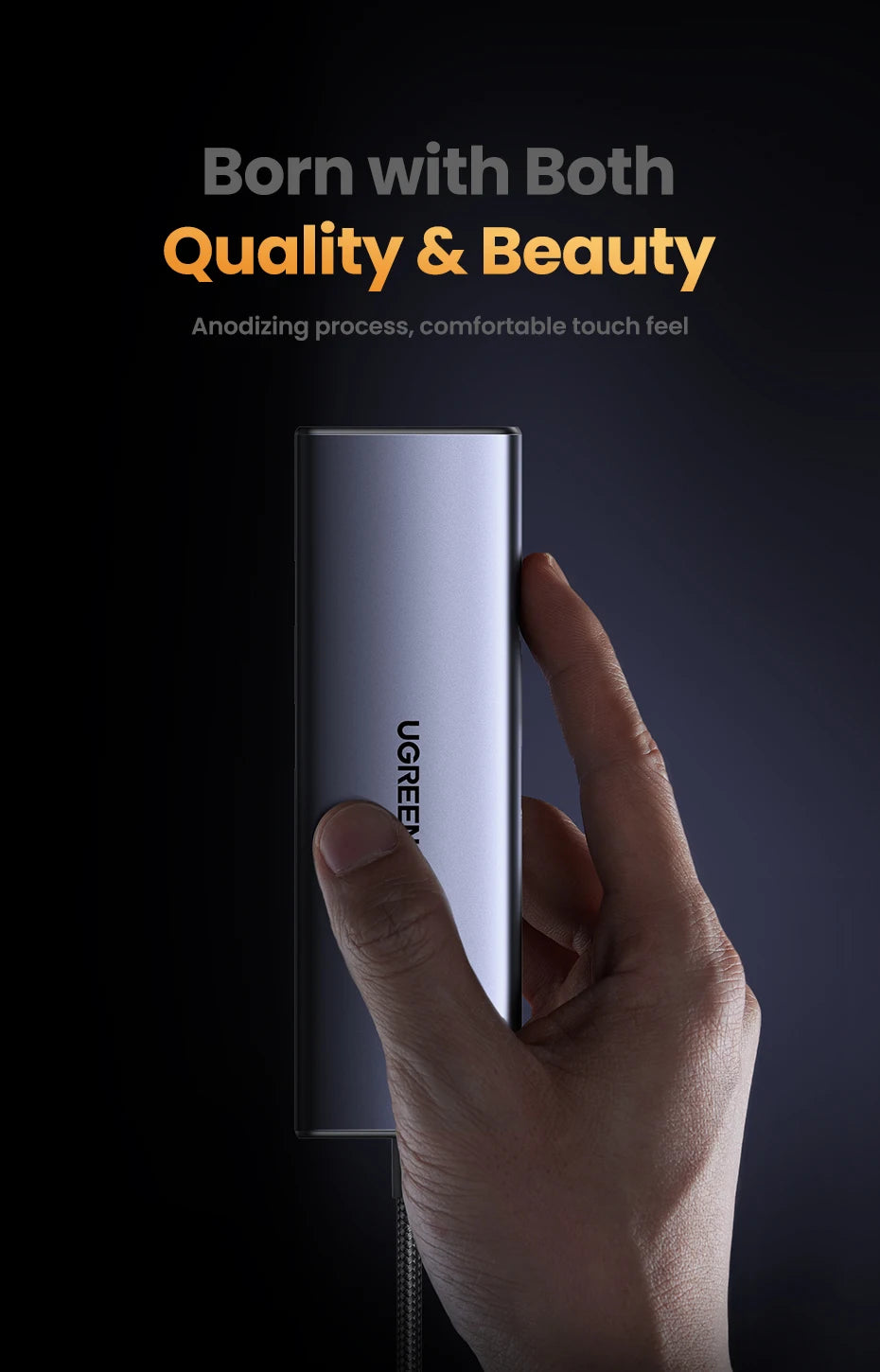 UGREEN 8‑in‑1 USB‑C Hub with 4K60Hz HDMI, Gigabit Ethernet, SD/TF, USB‑A & USB‑C