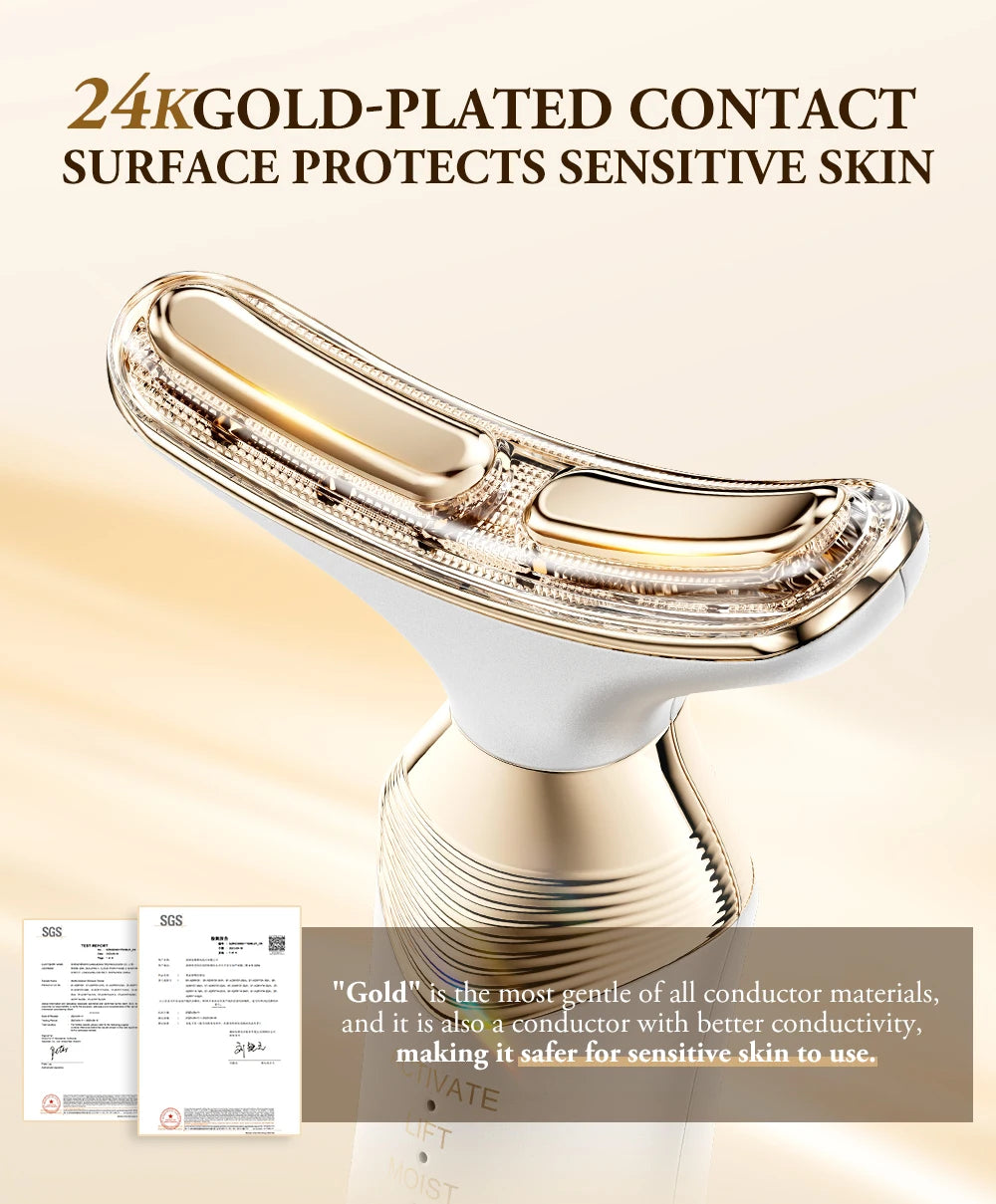 ANLAN Dual‑Polar Neck Device | EMS, 5‑Color Photon, 24K Gold, Anti‑Aging & Lifting