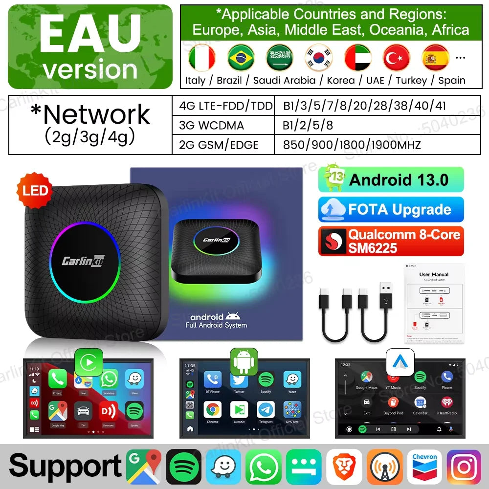 CarlinKit Android 13 QCM6125 Wireless CarPlay AI Box