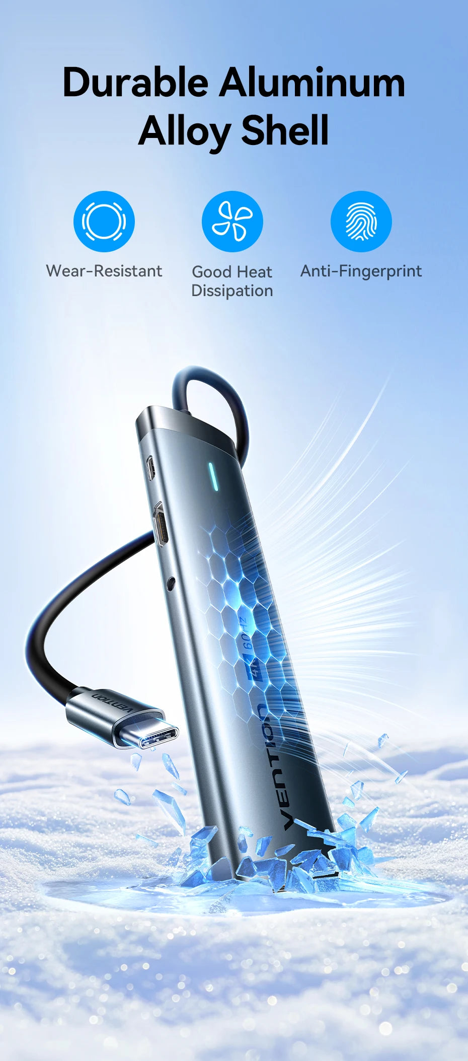 Vention USB‑C 9‑in‑1 Hub | HDMI 4K 60Hz, PD 100W, RJ45, USB 3.0 Docking Station