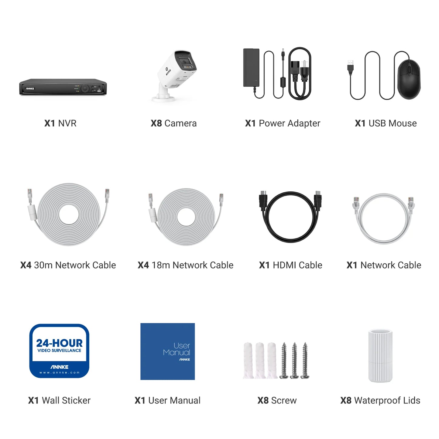 ANNKE 4K 8MP PoE CCTV System | 8CH NVR, Two‑Way Audio, Human & Vehicle Detection, 4mm Lens