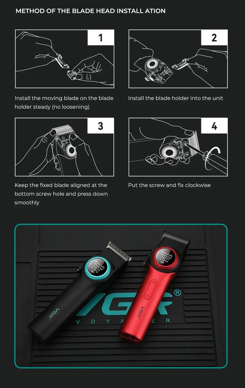 VGR Hair Clipper Cordless Hair Trimmer Professional Hair Cutting Machine Rechargeable Haircut 9000 RPM Clipper for Men V-001