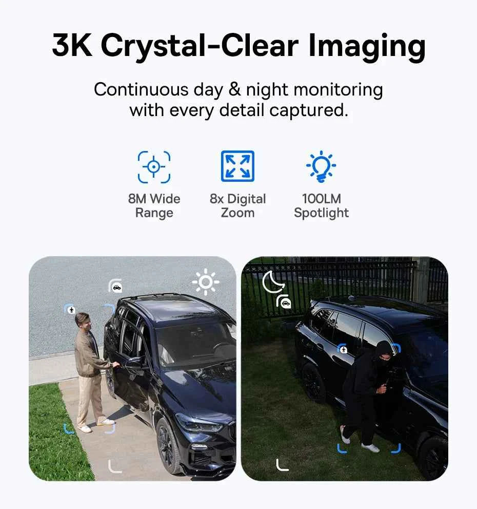 Baseus Security X1 Pro Outdoor Dual Camera Wireless 3K Camera Solar Panel Face Recognition Smart AI Tracking Security Camera - Limetastore