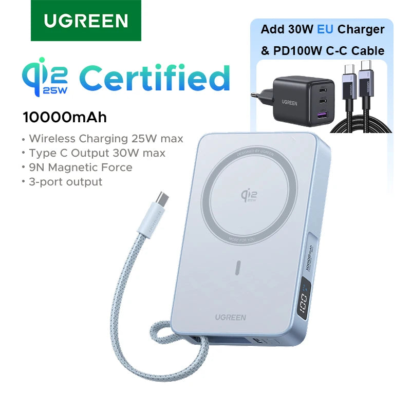 UGREEN Qi2 25W Magnetic Power Bank – 20000mAh / 10000mAh Fast Charging Portable