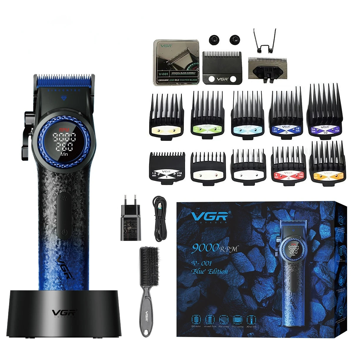 VGR Hair Cutting Machine Professional Trimmer 9000 RPM Hair Clipper Bldc Motor Barber Cordless Clipper Trimmer for Men V-001