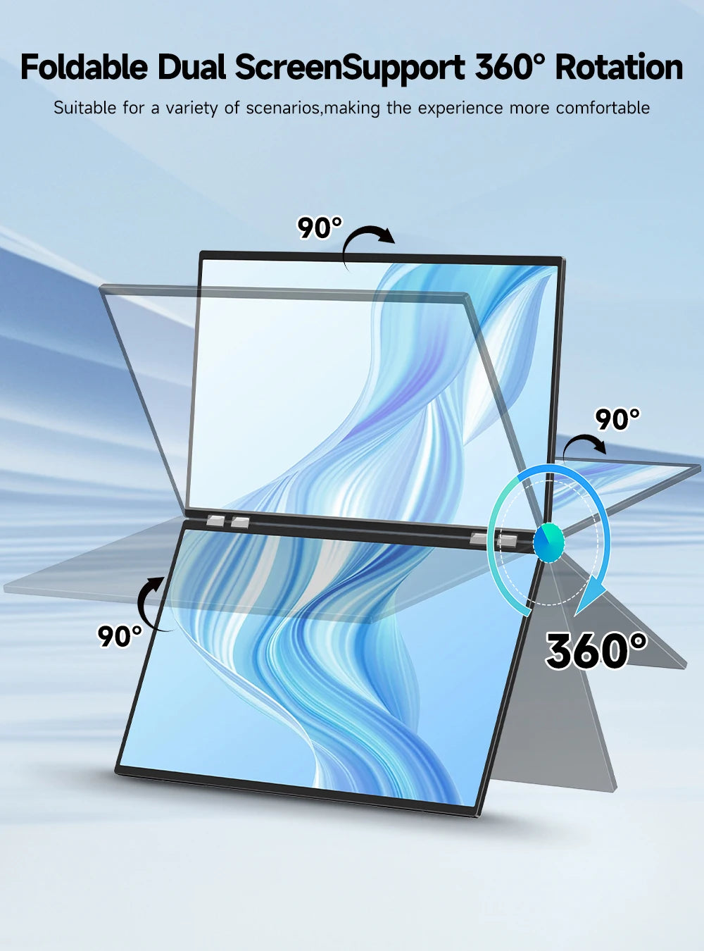 UPERFECT Delta Mega 23.8" Dual Screen Computer Monitor with 100Hz Refresh Rate and Built-in Speakers for Laptop, Desktop PC, MAC, and Phone Extended Play - Limetastore