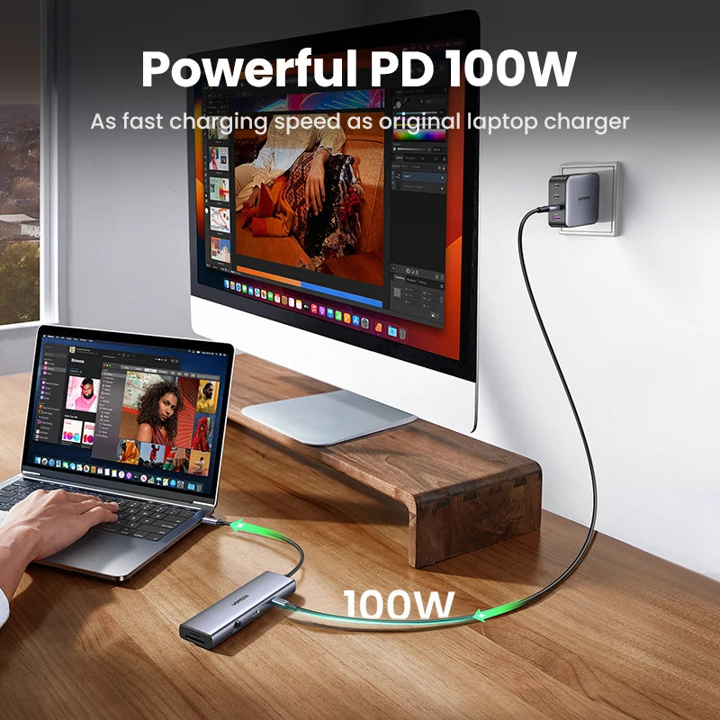 UGREEN 8‑in‑1 USB‑C Hub with 4K60Hz HDMI, Gigabit Ethernet, SD/TF, USB‑A & USB‑C
