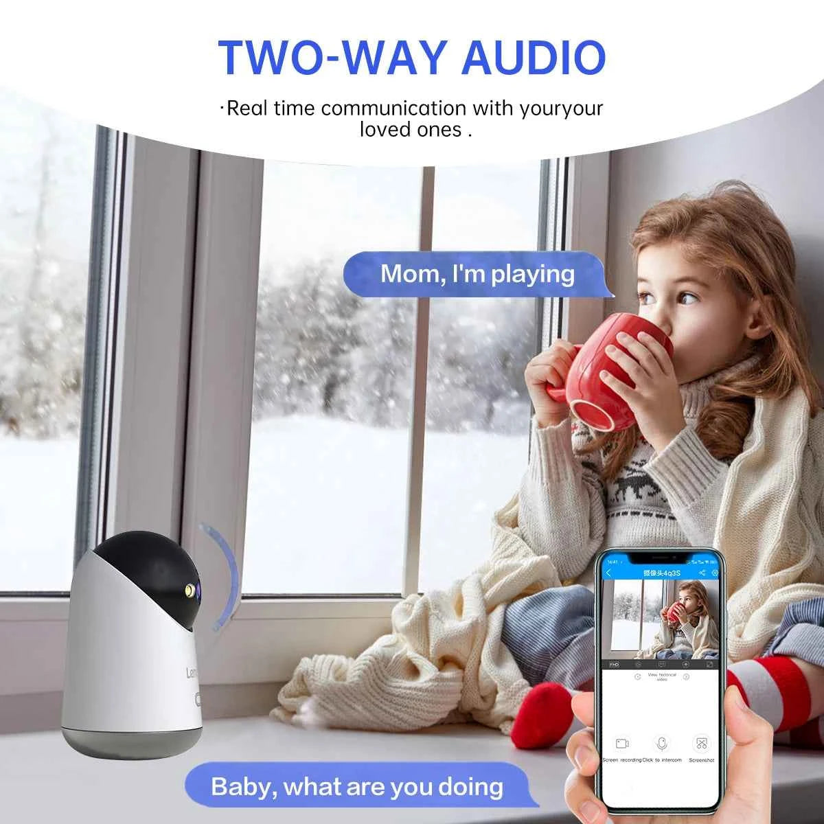 Lenovo 3K WiFi Camera Home Indoor Security IP Camera Color Night Auto Tracking CCTV Video Surveillance Camera Smart Baby Monitor - Limetastore