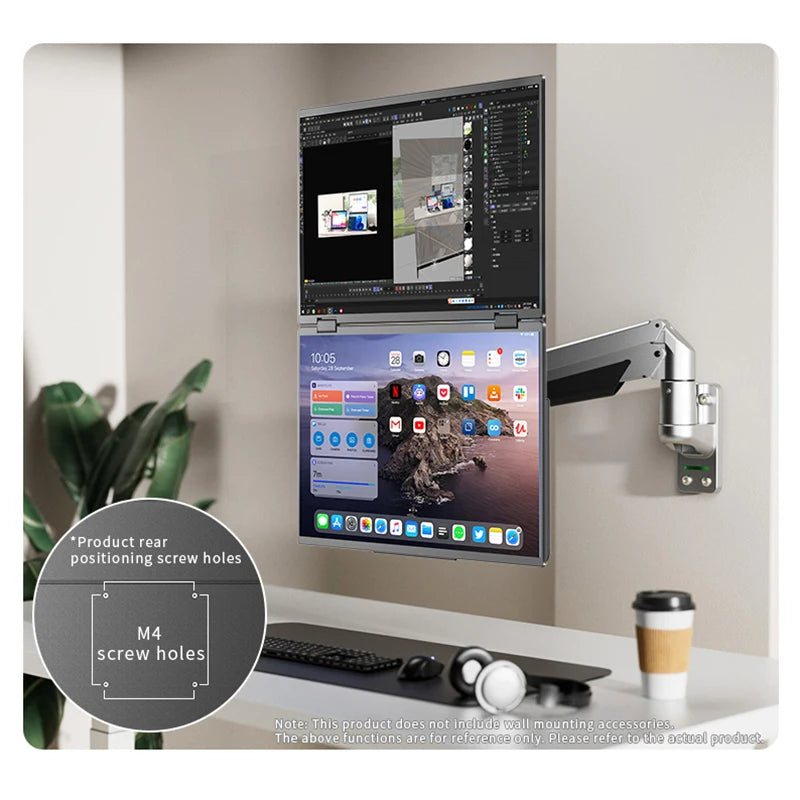 Sibolan 15.6 inch 4K Dual Screen Portable Monitor 60Hz Laptop Screen Extender Stackable Foldable Metal Material Triple Monitor - Limetastore