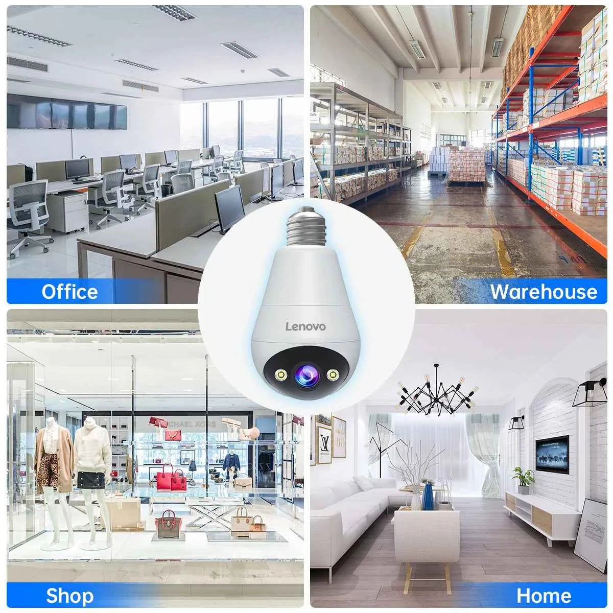 Lenovo 2K E27 Bulb WiFi Camera Home Indoor Video Surveillance Camera Color Night AI Tracking Security PTZ IP Camera Baby Monitor - Limetastore