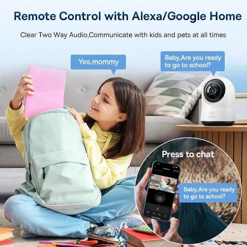 Baseus 5MP 3K WiFi IP Camera 2.4G/5G Wireless Indoor Security Protection Pan&Tilt 8x Digital Zoom Mini Cam Surveillance Cameras - Limetastore