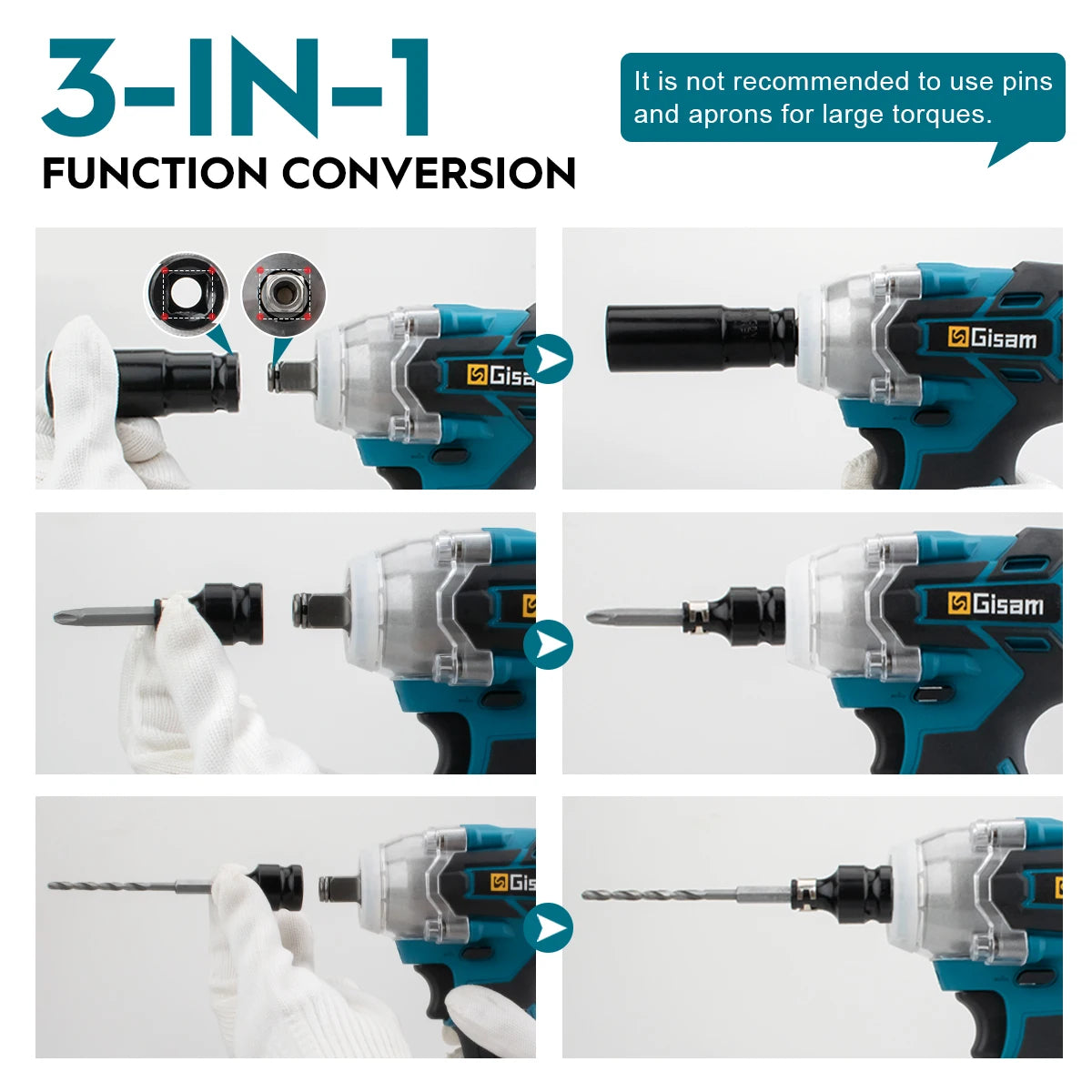 Gisam 320N.m Brushless Impact Wrench 1/2"
