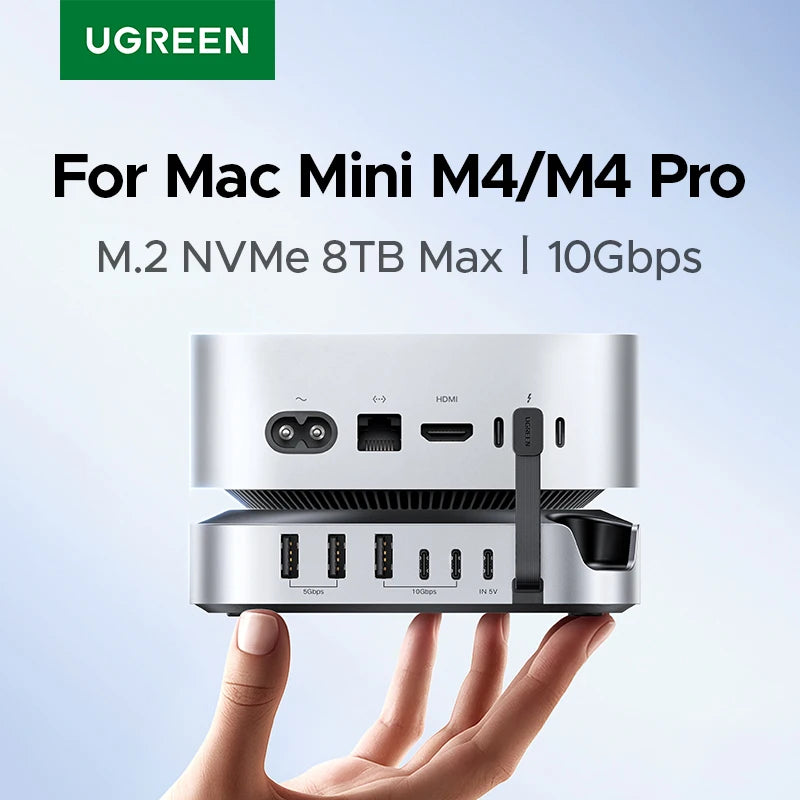 UGREEN USB‑C Docking Station for Mac Mini M4/M4 Pro with M.2 NVMe SSD Enclosure