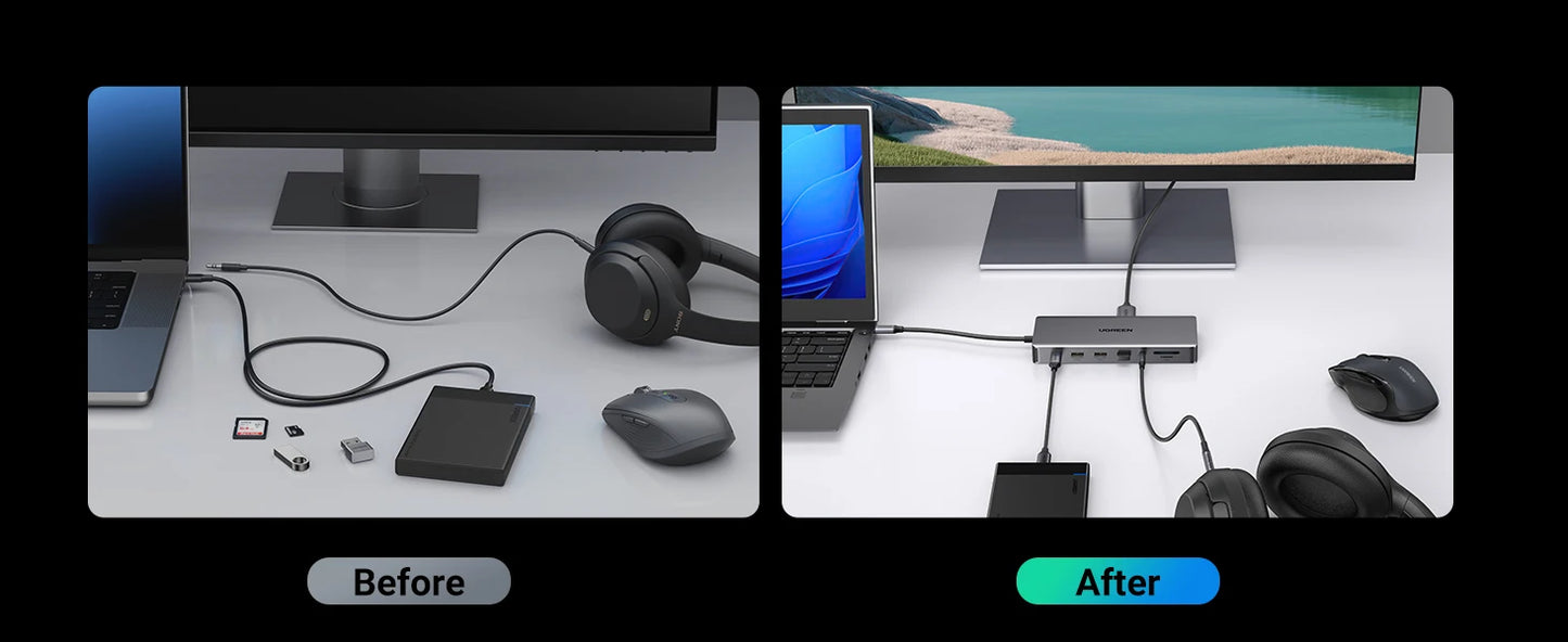 UGREEN 13‑in‑1 USB‑C Hub with Triple Display (DP 4K60Hz + Dual HDMI 4K60Hz), 10Gbps USB‑A/C