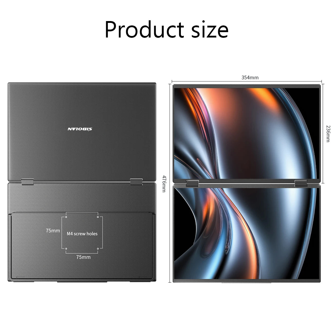 Sibolan 15.6 inch 4K Dual Screen Portable Monitor 60Hz Laptop Screen Extender Stackable Foldable Metal Material Triple Monitor - Limetastore