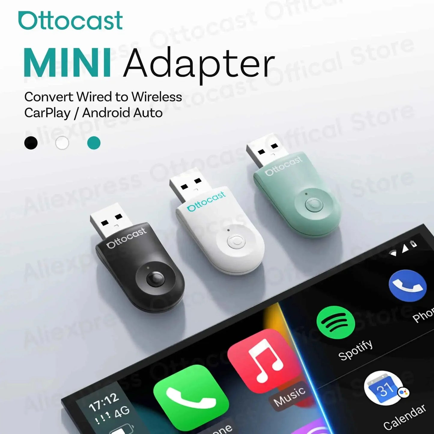 OTTOCAST Mini Wireless CarPlay & Android Auto Adapter