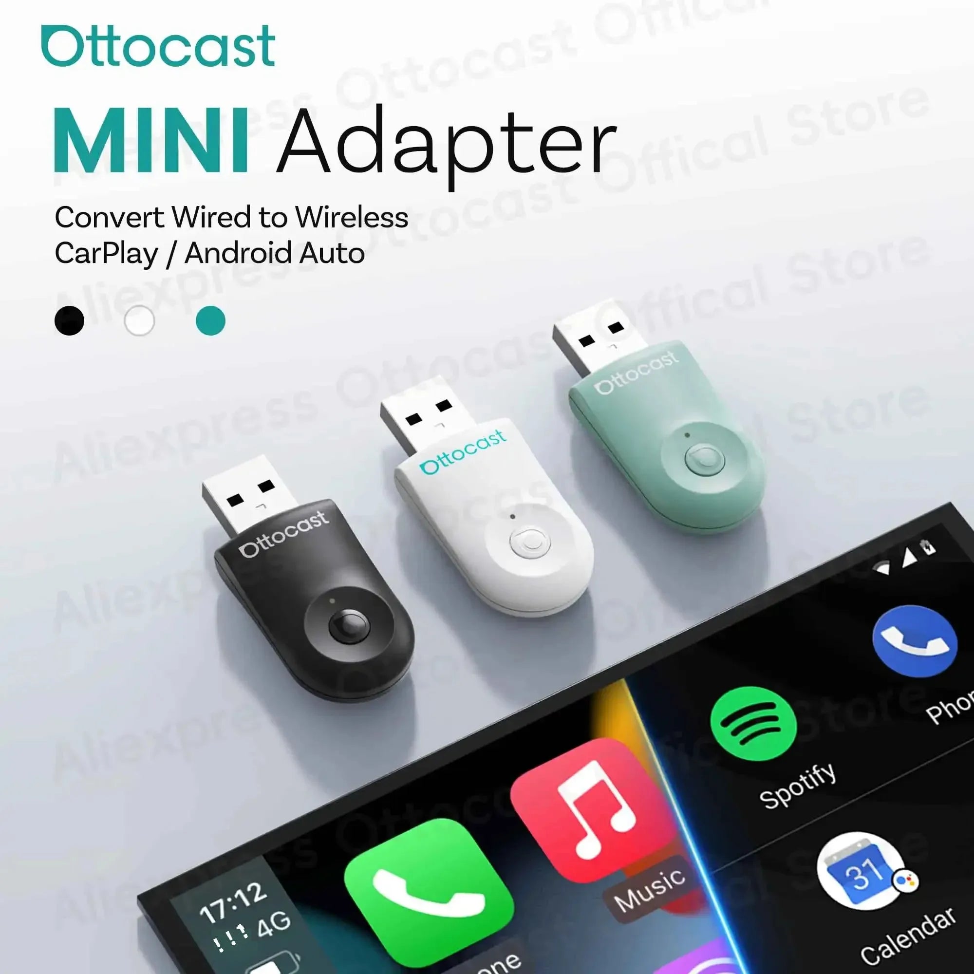 OTTOCAST Mini Wireless CarPlay & Android Auto Adapter