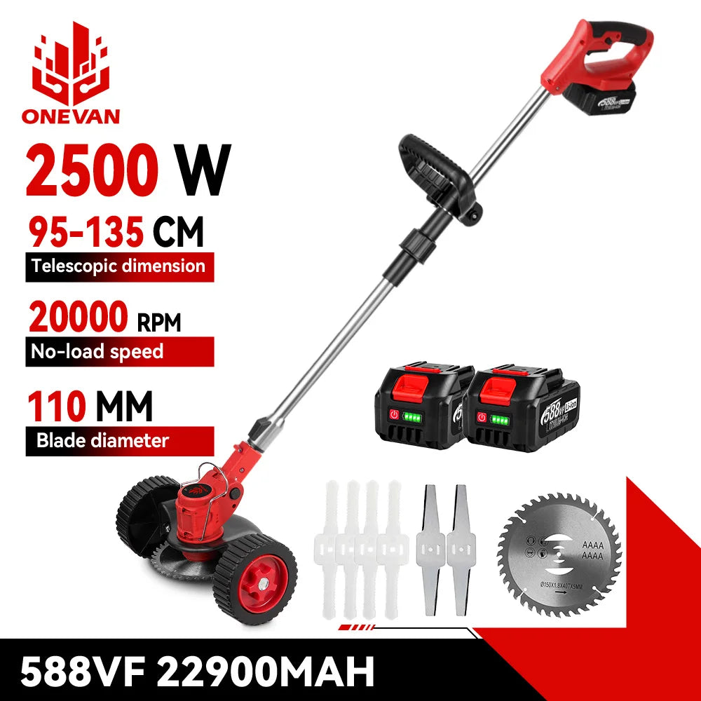 ONEVAN 20,000 RPM Cordless Grass Trimmer | Adjustable Foldable Telescopic Lawn Mower for 21V/18V Battery