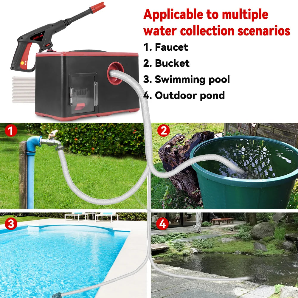 ONEVAN 4000W 220Bar High‑Pressure Washer | 2‑in‑1 Cordless Car & Garden Cleaner