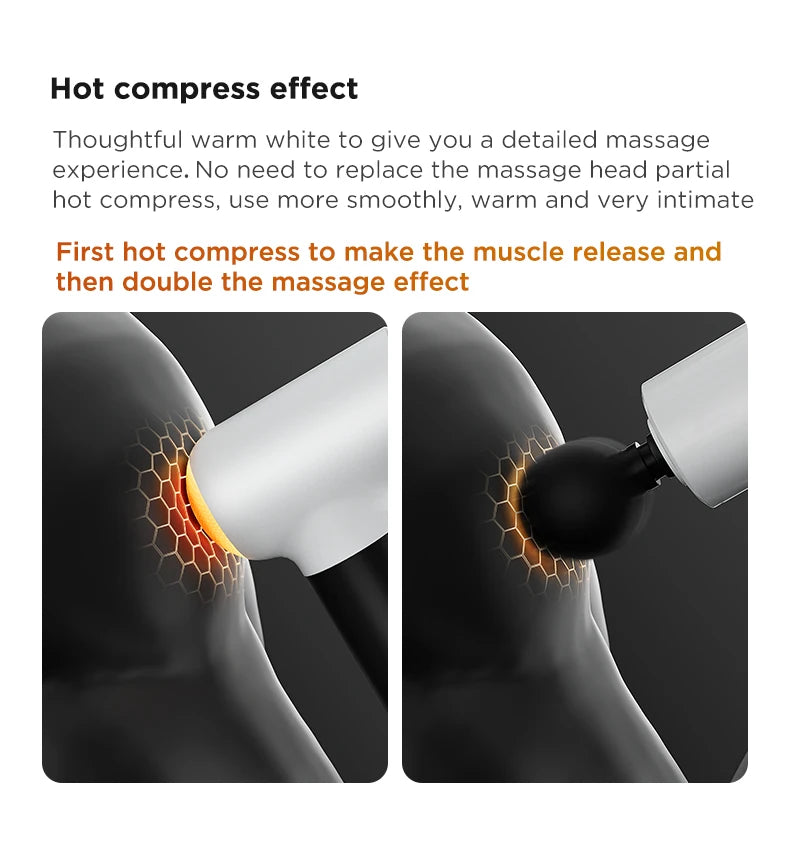 Booster V3 – Mini Electric Massage Gun | 6‑Speed Percussion Massager, Hot Compress, Portable Deep
