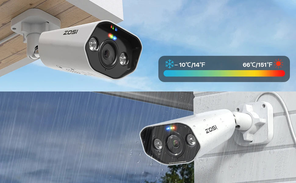 ZOSI 4K 8MP PoE Add‑On IP Camera – Ultra HD Security Cam with Two‑Way Audio, Full‑Color Night Vision